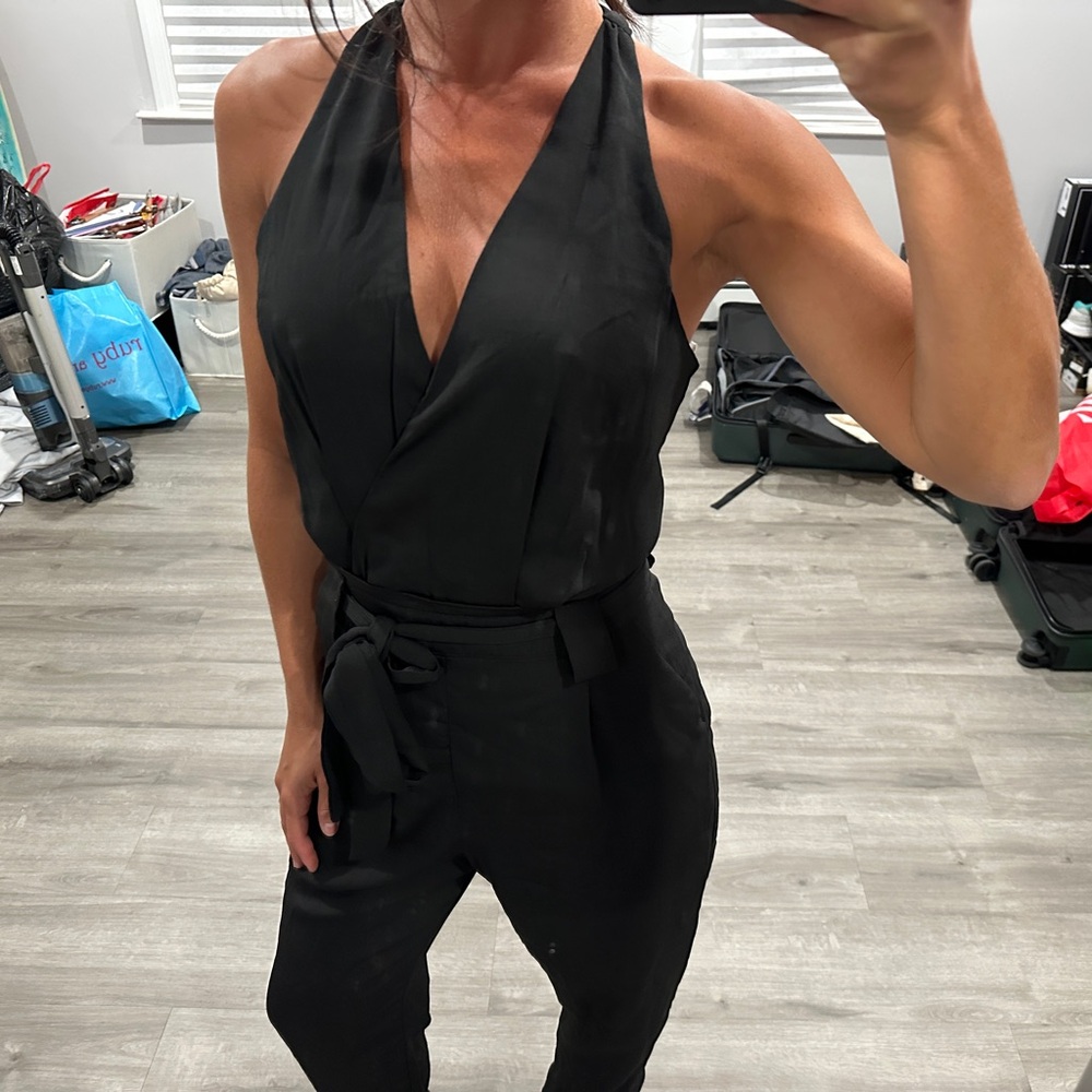Lulus In the City Black Surplice Sleeveless Jumpsuit - Picture 4 of 9